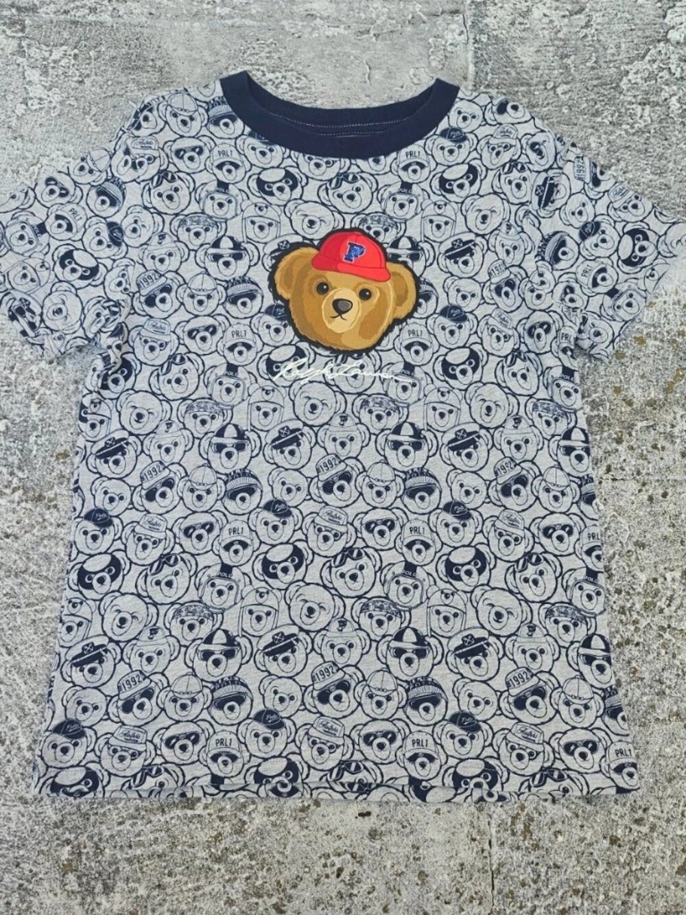 Ralph Lauren Kid Boys Tee Crew Neck Short Sleeve T Shirt Bear Face Size 5 115